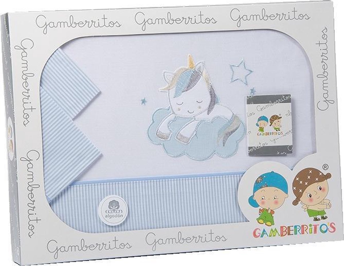 Gamberritos Beddengoed Unicorn Ledikant 80 X 120 Cm Blauw
