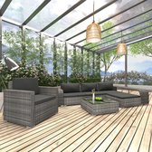 Tuin Loungeset Grijs (Incl LW Fleece deken) - Lounge bank tuin - Tuinbank - Loungebank - Tuinset - Tafelset tuin - Bistroset