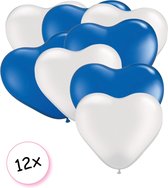 Ballonnen Hart Wit & Blauw 12 stuks 26 cm