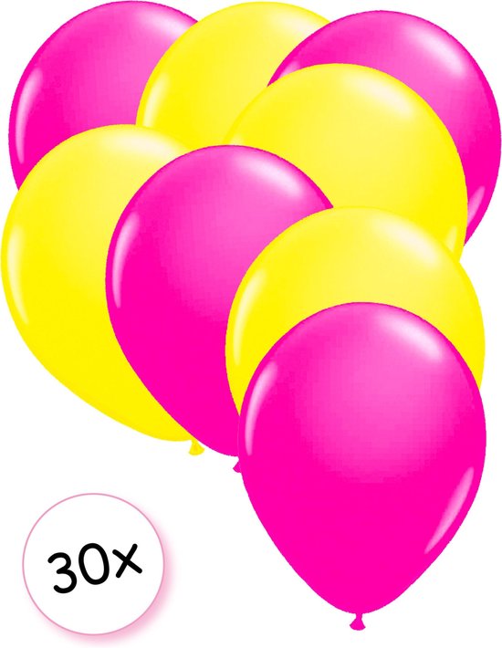 Ballonnen Neon Roze & Neon Geel 30 stuks 25 cm