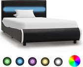 Bedframe met LED kunstleer zwart 100x200 cm