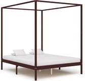 Hemelbedframe massief grenenhout donkerbruin 160x200 cm