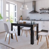 Eettafel 120x60x76 cm spaanplaat hoogglans zwart