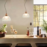 Hanglampen 2 st rond E27 30 cm transparant