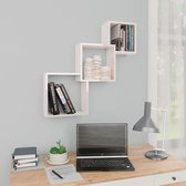 Wandschappen kubus 84,5x15x27 cm spaanplaat hoogglans wit