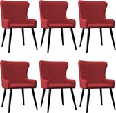 Eetkamerstoelen 6 st stof bordeauxrood