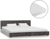 Bed met matras fluweel grijs 180x200 cm