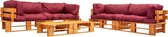 6-delige Loungeset pallet met rode kussens FSC hout