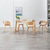 Eetkamerstoelen 4 st gebogen hout en kunstleer créme