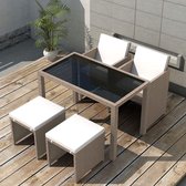 5-delige Tuinset met kussens poly rattan beige