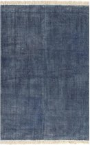 Kelim vloerkleed 200x290 cm katoen blauw