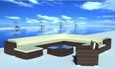 12-delige Loungeset met kussens poly rattan bruin (incl. Fleecedeken)