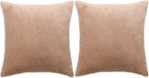 Sierkussenset 60x60 cm velours beige 2-delig
