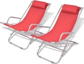 Terrasstoelen verstelbaar 2 st staal rood