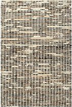 Tapijt patchwork 80x150 cm echt harig leer zwart en wit