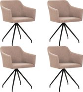 Eetkamerstoelen draaibaar 4 st stof taupe