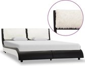 Bedframe kunstleer zwart en wit 140x200 cm