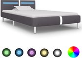 Bedframe met LED kunstleer grijs 90x200 cm