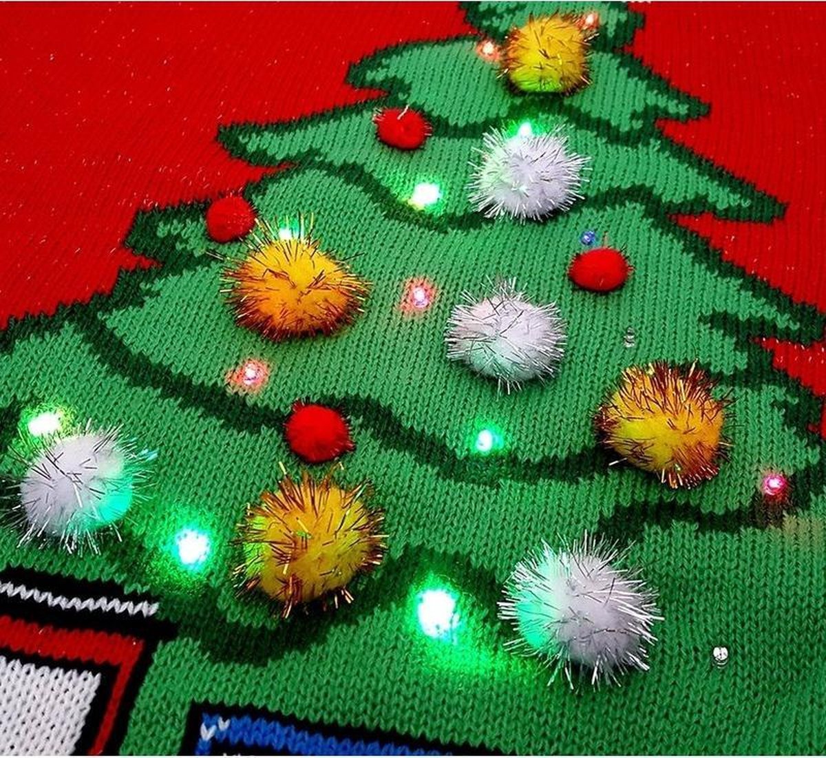 Kersttrui met licht Tree and Train voor mannen 2XL (44/56) | bol.com