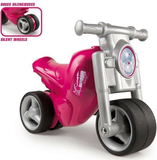 Smoby - Motorfiets ride-on roze Crossmotor Loopmotor | bol.com