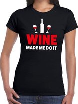 Wine made me do it drank fun t-shirt zwart voor dames XS