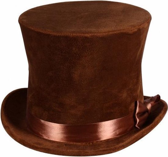 Bruine hoge hoed - Luxe Velours | bol.com