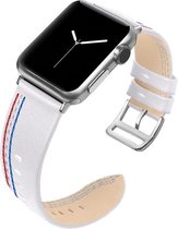 Geschikt voor Apple Watch bandje 42 / 44 / 45 mm - Series 1 2 3 4 5 6 7 SE - Smartwatch iWatch horloge band - 42mm 44mm 45mm - Fungus - PU Leer - Wit