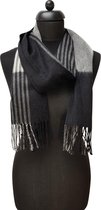 cashmere sjaal dames - cashmere sjaal heren - kasjmier sjaal - luxe sjaal - Luxe ThannaPhum Cashmere sjaal 30 bij 164 cm - Zwart grijs gestreept