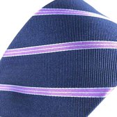 Zijden stropdassen - stropdas heren ThannaPhum Zijden stropdas donkerblauw met paarse strepen