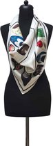 ThannaPhum Luxe zijden sjaal - wit met verschillende kleuren 85 x 85 cm