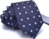 Zijden stropdassen - stropdas heren - ThannaPhum Donkerblauw carré zijden stropdas