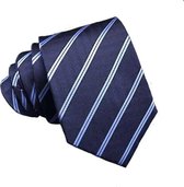 Zijden stropdassen - stropdas heren ThannaPhum Zwarte zijden stropdas met blauwe streep