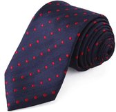 Zijden stropdassen - stropdas heren ThannaPhum Zijden stropdas donkerblauw met rode stippen