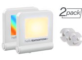 Stopcontact Nachtlampje met Sensor Kinderen & Volwassenen - Babykamer - Warm Wit & Gekleurd - 2 Stuks
