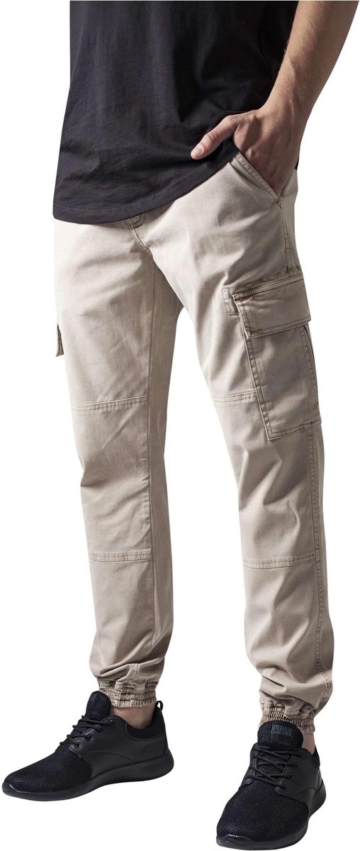 Urban Classics Washed Cargo Twill Heren joggingbroek Taille 30 inch Creme