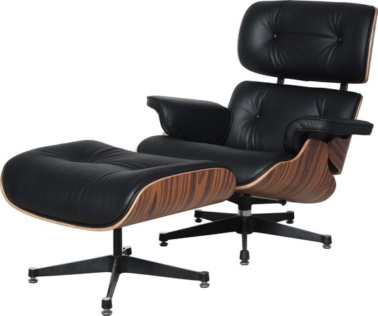 wonder Impressionisme Decoderen Lounge Chair met Ottoman - XL model - Palissander - echt leder | bol.com