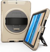 360 graden draaibare, rugged case geschikt voor iPad 9.7 (2017 & 2018) met screenprotector goud, zeer geschikt voor Horeca, Retail en School