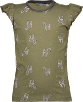 Moodstreet Meisjes Shirt met kapmouwen en rouches - Khaki - Maat 98/104