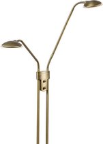 QAZQA Eva - Moderne Dimbare LED Staande leeslamp met Dimmer met leeslamp - 2 lichts - H 1465 mm - Brons - Woonkamer | Slaapkamer