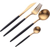 Krumble Bestek set van 4 / Mes, vork, lepel en dessertlepel / 4-delige luxe design / 1-persoons - Goud en zwart