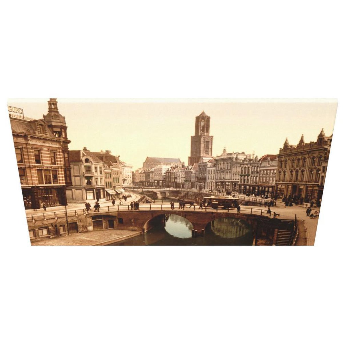 Oud Stadsgezicht Utrecht Dom Oude Foto Print op Canvas Doek 90x60