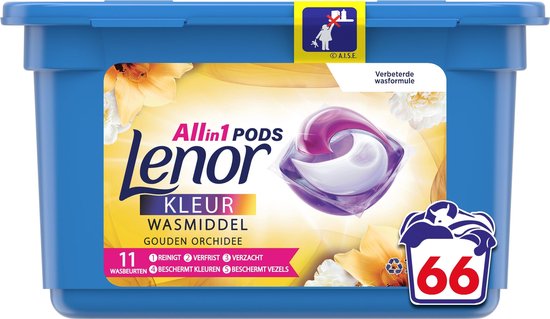 Lenor All In 1 Pods Gouden Orchidee Wasmiddel - Voordeelverpakking 66 Wasbeurten - Wasmiddel Pods