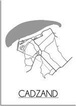 DesignClaud Cadzand Plattegrond poster A4 + Fotolijst wit (21x29,7cm)