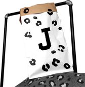 Opbergzak kinderkamer leopard met voorletter J-Paperbag speelgoed-60x30cm