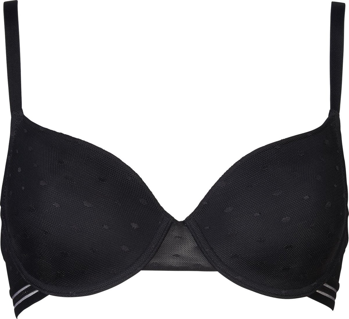 After Eden Padded wire bra dot mesh Zwart