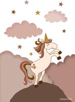 Unicorn dansend op de wolken poster A4