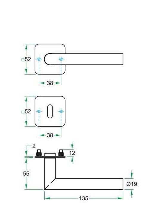 Hoppe 3042548 deurbeslag Marseille E1138Z/42KV/42KVS met knop/ profielcilinder-perforatie zilver