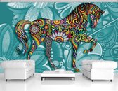 Horse Flowers Abstract Colours Photo Wallcovering