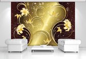Gold Floral Pattern Photo Wallcovering