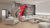 Flower red wood wallcovering